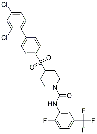 4-[(2',4'-DICHLOROBIPHENYL-4-YL)SULFONYL]-N-[2-FLUORO-5-(TRIFLUOROMETHYL)PHENYL]PIPERIDINE-1-CARBOXAMIDE 结构式