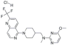 4-METHOXY-N-METHYL-N-((1-[2-(TRIFLUOROMETHYL)-1,6-NAPHTHYRIDIN-5-YL]PIPERIDIN-4-YL)METHYL)PYRIMIDIN-2-AMINE HYDROCHLORIDE 结构式