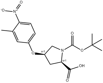 (2S,4S)-1-(TERT-BUTOXYCARBONYL)-4-(3-METHYL-4-NITROPHENOXY)-2-PYRROLIDINECARBOXYLIC ACID 结构式