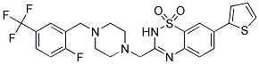 3-((4-[2-FLUORO-5-(TRIFLUOROMETHYL)BENZYL]PIPERAZIN-1-YL)METHYL)-7-(2-THIENYL)-2H-1,2,4-BENZOTHIADIAZINE 1,1-DIOXIDE 结构式