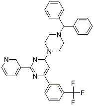 4-(4-BENZHYDRYL-PIPERAZIN-1-YL)-2-PYRIDIN-3-YL-6-(3-TRIFLUOROMETHYL-PHENYL)-PYRIMIDINE 结构式