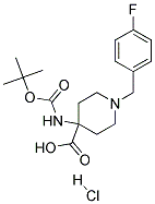 4-TERT-BUTOXYCARBONYLAMINO-1-(4-FLUORO-BENZYL)-PIPERIDINE-4-CARBOXYLIC ACID HYDROCHLORIDE 结构式