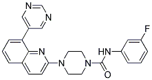 N-(3-FLUOROPHENYL)-4-(8-PYRIMIDIN-5-YLQUINOLIN-2-YL)PIPERAZINE-1-CARBOXAMIDE 结构式