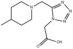 2-[5-[(4-甲基哌啶-1-基)甲基]-1,2,3,4-四唑-1-基]乙酸 结构式