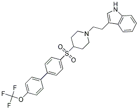 3-[2-(4-([4'-(TRIFLUOROMETHOXY)BIPHENYL-4-YL]SULFONYL)PIPERIDIN-1-YL)ETHYL]-1H-INDOLE 结构式