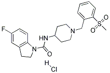 5-FLUORO-N-(1-[2-(METHYLSULFONYL)BENZYL]PIPERIDIN-4-YL)INDOLINE-1-CARBOXAMIDE HYDROCHLORIDE 结构式