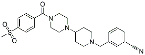 3-[(4-(4-[4-(METHYLSULFONYL)BENZOYL]PIPERAZIN-1-YL)PIPERIDIN-1-YL)METHYL]BENZONITRILE 结构式