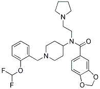 N-(1-[2-(Difluoromethoxy)benzyl]piperidin-4-yl)-N-(2-pyrrolidin-1-ylethyl)-1,3-benzodioxole-5-carboxamide 结构式