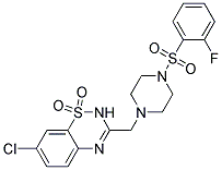 7-CHLORO-3-((4-[(2-FLUOROPHENYL)SULFONYL]PIPERAZIN-1-YL)METHYL)-2H-1,2,4-BENZOTHIADIAZINE 1,1-DIOXIDE 结构式