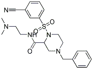 4-BENZYL-1-[(3-CYANOPHENYL)SULFONYL]-N-[2-(DIMETHYLAMINO)ETHYL]PIPERAZINE-2-CARBOXAMIDE 结构式