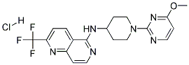 N-[1-(4-METHOXYPYRIMIDIN-2-YL)PIPERIDIN-4-YL]-2-(TRIFLUOROMETHYL)-1,6-NAPHTHYRIDIN-5-AMINE HYDROCHLORIDE 结构式