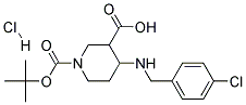 4-(4-CHLORO-BENZYLAMINO)-PIPERIDINE-1,3-DICARBOXYLIC ACID 1-TERT-BUTYL ESTER HYDROCHLORIDE 结构式