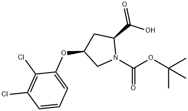 (2S,4S)-1-(TERT-BUTOXYCARBONYL)-4-(2,3-DICHLORO-PHENOXY)-2-PYRROLIDINECARBOXYLIC ACID 结构式