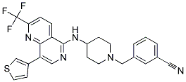 3-[(4-([8-(3-THIENYL)-2-(TRIFLUOROMETHYL)-1,6-NAPHTHYRIDIN-5-YL]AMINO)PIPERIDIN-1-YL)METHYL]BENZONITRILE 结构式