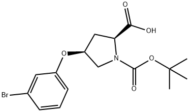 (2S,4S)-4-(3-BROMOPHENOXY)-1-(TERT-BUTOXYCARBONYL)-2-PYRROLIDINECARBOXYLIC ACID 结构式
