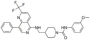 N-(3-METHOXYPHENYL)-4-(([8-PHENYL-2-(TRIFLUOROMETHYL)-1,6-NAPHTHYRIDIN-5-YL]AMINO)METHYL)PIPERIDINE-1-CARBOXAMIDE 结构式