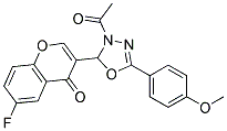 3-[3-ACETYL-5-(4-METHOXY-PHENYL)-2,3-DIHYDRO-[1,3,4]OXADIAZOL-2-YL]-6-FLUORO-CHROMEN-4-ONE 结构式