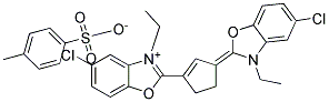 5-CHLORO-2-(3-[5-CHLORO-3-ETHYL-1,3-BENZOXAZOL-2(3H)-YLIDENE]-1-CYCLOPENTEN-1-YL)-3-ETHYL-1,3-BENZOXAZOL-3-IUM 4-METHYLBENZENESULFONATE 结构式