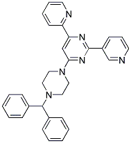 4-(4-BENZHYDRYL-PIPERAZIN-1-YL)-6-PYRIDIN-2-YL-2-PYRIDIN-3-YL-PYRIMIDINE 结构式