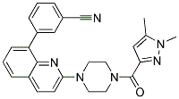 3-(2-(4-[(1,5-DIMETHYL-1H-PYRAZOL-3-YL)CARBONYL]PIPERAZIN-1-YL)QUINOLIN-8-YL)BENZONITRILE 结构式