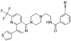 3-CYANO-N-(2-(4-[8-(3-THIENYL)-2-(TRIFLUOROMETHYL)-1,6-NAPHTHYRIDIN-5-YL]PIPERAZIN-1-YL)ETHYL)BENZAMIDE 结构式