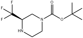 R-3-三氟甲基哌嗪-1-甲酸叔丁酯 结构式
