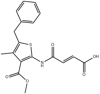 5-BENZYL-2-(3-CARBOXY-ACRYLOYLAMINO)-4-METHYL-THIOPHENE-3-CARBOXYLIC ACID METHYL ESTER 结构式