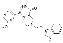 4-[2-(1H-Indol-3-yl)ethyl]-1-(3-methoxybenzoyl)-N-methylpiperazine-2-carboxamide 结构式
