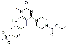 4-[6-HYDROXY-5-(4-METHANESULFONYL-BENZYL)-1-METHYL-2-OXO-1,2-DIHYDRO-PYRIMIDIN-4-YL]-PIPERAZINE-1-CARBOXYLIC ACID ETHYL ESTER 结构式