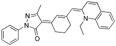 4-(3-([1-Ethyl-2(1H)-quinolinylidene]methyl)-2-cyclohexen-1-ylidene)-3-methyl-1-phenyl-1H-pyrazol-5-one 结构式