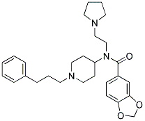 N-[1-(3-PHENYLPROPYL)PIPERIDIN-4-YL]-N-(2-PYRROLIDIN-1-YLETHYL)-1,3-BENZODIOXOLE-5-CARBOXAMIDE 结构式