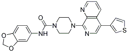 N-1,3-Benzodioxol-5-yl-4-[5-(3-thienyl)-1,7-naphthyridin-8-yl]piperazine-1-carboxamide 结构式