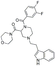 3-(2-[4-(3,4-DIFLUOROBENZOYL)-3-(MORPHOLIN-4-YLCARBONYL)PIPERAZIN-1-YL]ETHYL)-1H-INDOLE 结构式