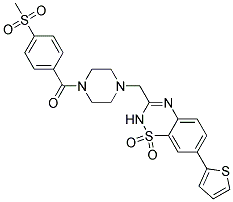 3-((4-[4-(METHYLSULFONYL)BENZOYL]PIPERAZIN-1-YL)METHYL)-7-(2-THIENYL)-2H-1,2,4-BENZOTHIADIAZINE 1,1-DIOXIDE 结构式