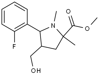 METHYL 5-(2-FLUOROPHENYL)-4-(HYDROXYMETHYL)-1,2-DIMETHYL-2-PYRROLIDINECARBOXYLATE 结构式