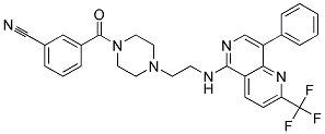 3-([4-(2-([8-PHENYL-2-(TRIFLUOROMETHYL)-1,6-NAPHTHYRIDIN-5-YL]AMINO)ETHYL)PIPERAZIN-1-YL]CARBONYL)BENZONITRILE 结构式