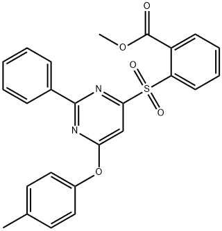 Methyl 2-([6-(4-methylphenoxy)-2-phenyl-4-pyrimidinyl]sulfonyl)benzenecarboxylate 结构式