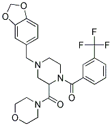 4-((4-(1,3-BENZODIOXOL-5-YLMETHYL)-1-[3-(TRIFLUOROMETHYL)BENZOYL]PIPERAZIN-2-YL)CARBONYL)MORPHOLINE 结构式