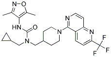 N-(CYCLOPROPYLMETHYL)-N'-(3,5-DIMETHYLISOXAZOL-4-YL)-N-((1-[2-(TRIFLUOROMETHYL)-1,6-NAPHTHYRIDIN-5-YL]PIPERIDIN-4-YL)METHYL)UREA 结构式