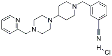 3-((4-[4-(PYRIDIN-2-YLMETHYL)PIPERAZIN-1-YL]PIPERIDIN-1-YL)METHYL)BENZONITRILE HYDROCHLORIDE 结构式