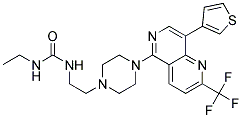 N-ETHYL-N'-(2-(4-[8-(3-THIENYL)-2-(TRIFLUOROMETHYL)-1,6-NAPHTHYRIDIN-5-YL]PIPERAZIN-1-YL)ETHYL)UREA 结构式