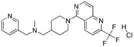 N-METHYL-1-PYRIDIN-3-YL-N-((1-[2-(TRIFLUOROMETHYL)-1,6-NAPHTHYRIDIN-5-YL]PIPERIDIN-4-YL)METHYL)METHANAMINE HYDROCHLORIDE 结构式