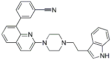 3-(2-(4-[2-(1H-INDOL-3-YL)ETHYL]PIPERAZIN-1-YL)QUINOLIN-8-YL)BENZONITRILE 结构式