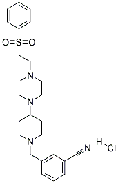 3-[(4-(4-[2-(PHENYLSULFONYL)ETHYL]PIPERAZIN-1-YL)PIPERIDIN-1-YL)METHYL]BENZONITRILE HYDROCHLORIDE 结构式