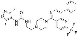 N-(3,5-DIMETHYLISOXAZOL-4-YL)-N'-(2-(4-[8-PHENYL-2-(TRIFLUOROMETHYL)-1,6-NAPHTHYRIDIN-5-YL]PIPERAZIN-1-YL)ETHYL)UREA 结构式