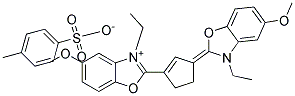 3-Ethyl-2-(3-[3-ethyl-5-methoxy-1,3-benzoxazol-2(3H)-ylidene]-1-cyclopenten-1-yl)-5-methoxy-1,3-benzoxazol-3-ium 4-methylbenzenesulfonate 结构式