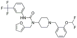 N-(1-[2-(DIFLUOROMETHOXY)BENZYL]PIPERIDIN-4-YL)-N-(2-FURYLMETHYL)-N'-[3-(TRIFLUOROMETHYL)PHENYL]UREA 结构式