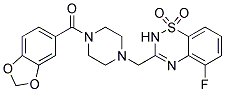 3-([4-(1,3-BENZODIOXOL-5-YLCARBONYL)PIPERAZIN-1-YL]METHYL)-5-FLUORO-2H-1,2,4-BENZOTHIADIAZINE 1,1-DIOXIDE 结构式