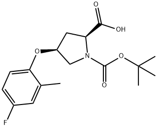 (2S,4S)-1-(TERT-BUTOXYCARBONYL)-4-(4-FLUORO-2-METHYLPHENOXY)-2-PYRROLIDINECARBOXYLIC ACID 结构式