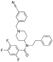 N-[1-(3-CYANOBENZYL)PIPERIDIN-4-YL]-2,4,5-TRIFLUORO-N-(2-PHENYLETHYL)BENZAMIDE 结构式